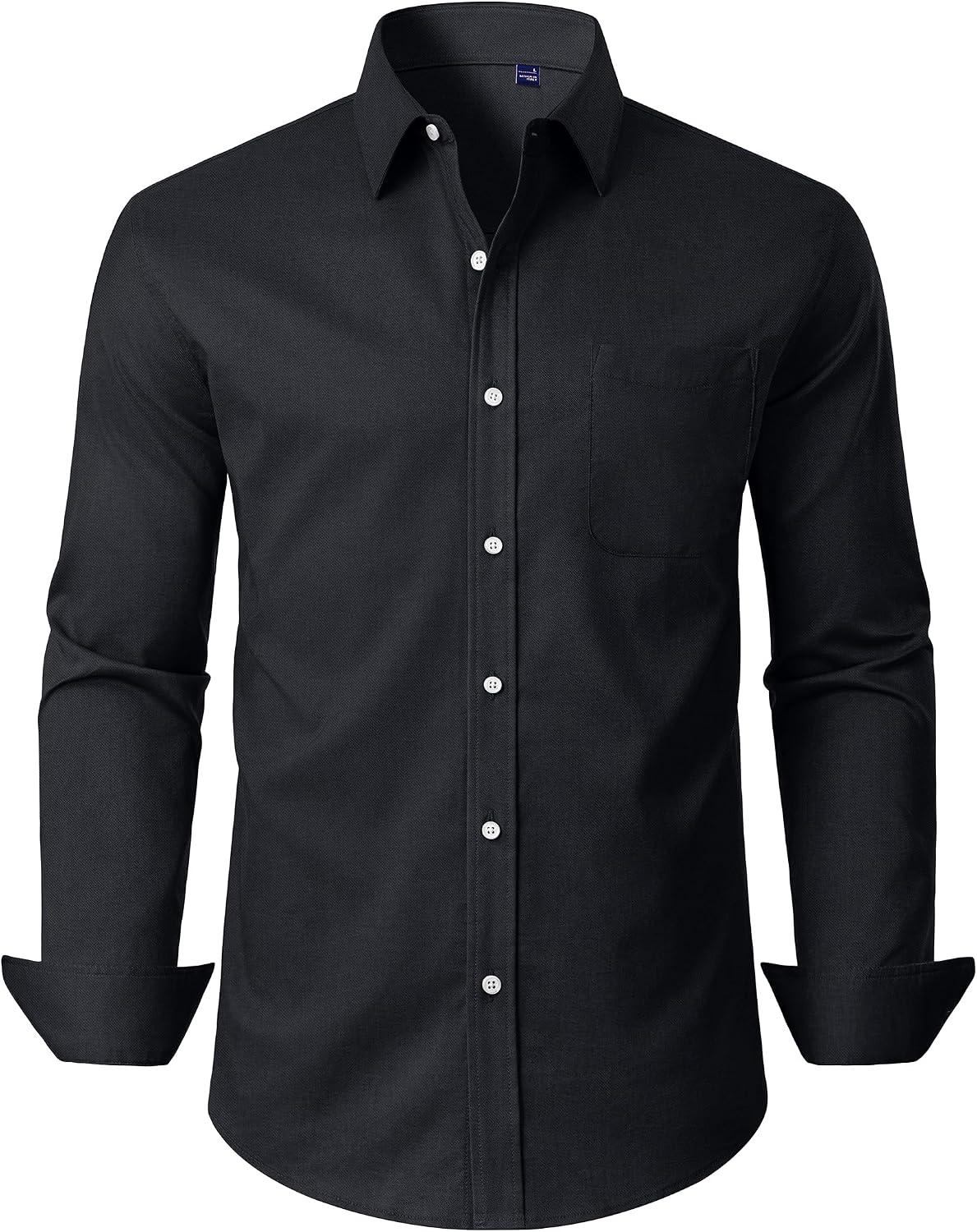 Alimens & Gentle Mens Dress Shirt Long Sleeve Button Down Shirt with Pocket Black
