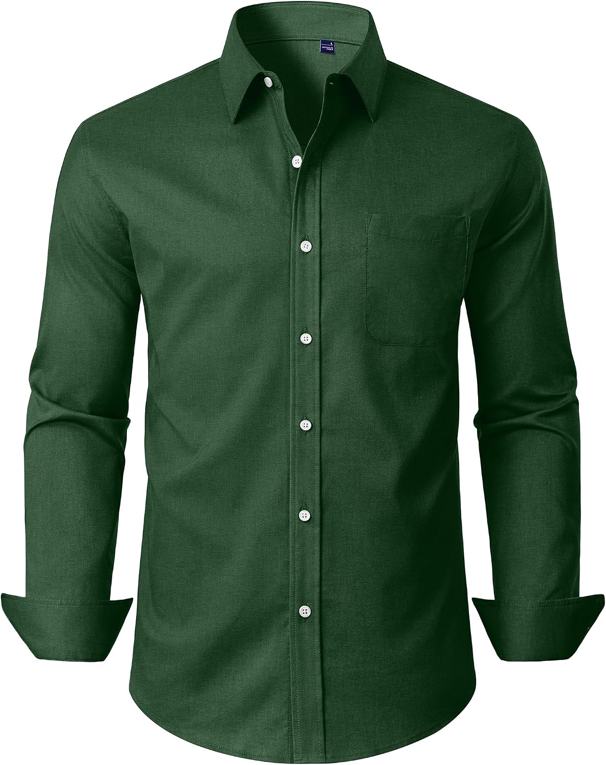Alimens & Gentle Mens Dress Shirt Long Sleeve Button Down Shirt with Pocket Dark Green