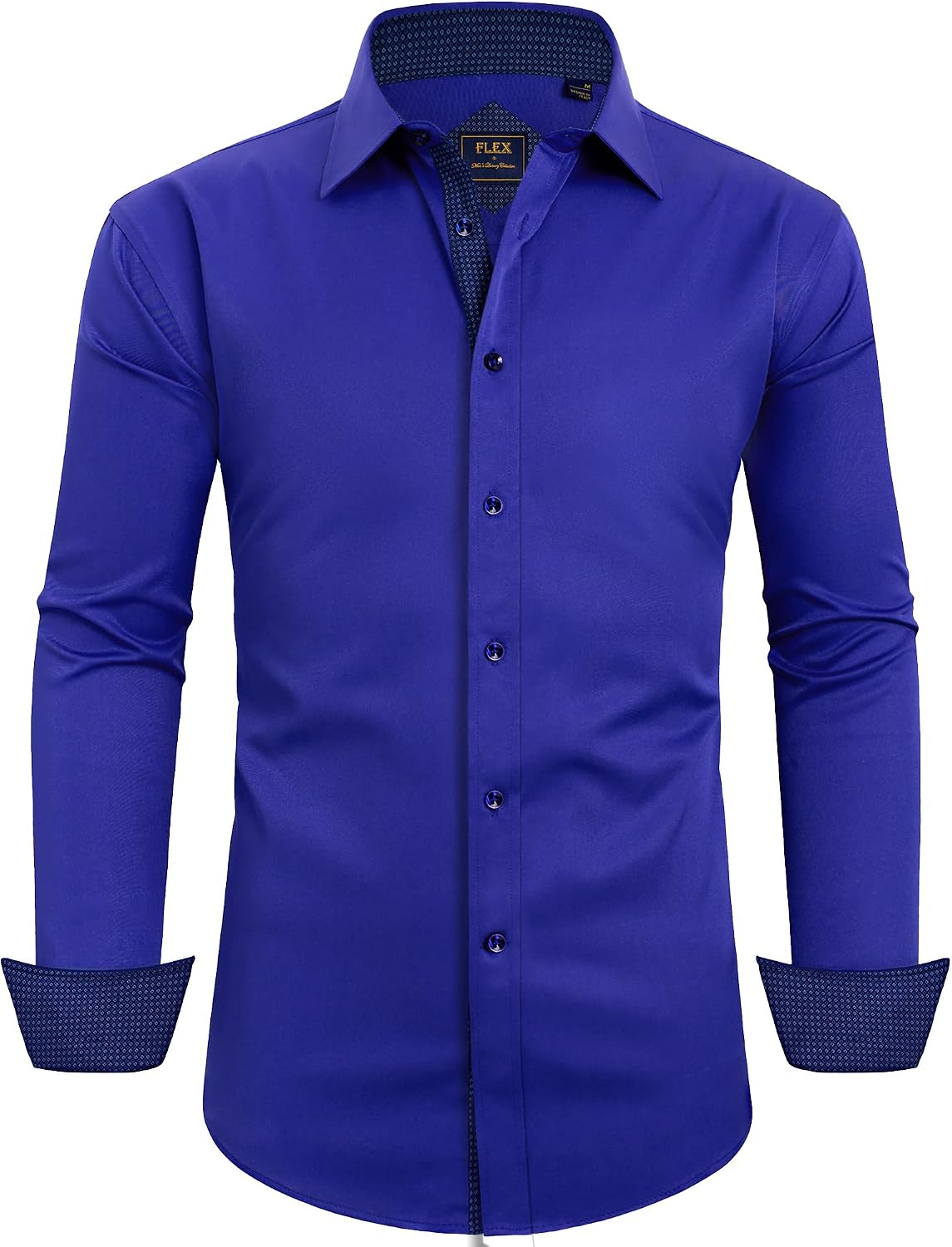 Mens Dress Shirt Long Sleeve Wrinkle Free Button Down Shirt Business Casual Royal Blue