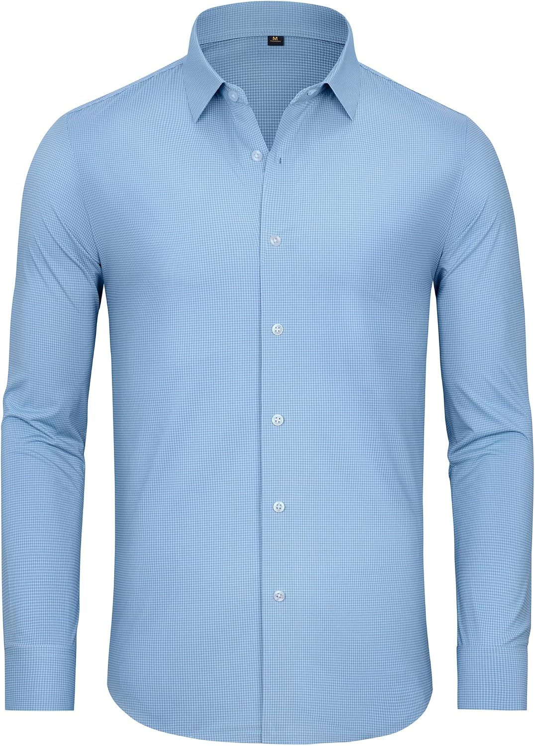 Alimens & Gentle 4 Way Stretch Mens Button Down Shirts Plaid Dress Shirt Wrinkle Free Long Sleeve Gingham Shirts 01-blue Plaid