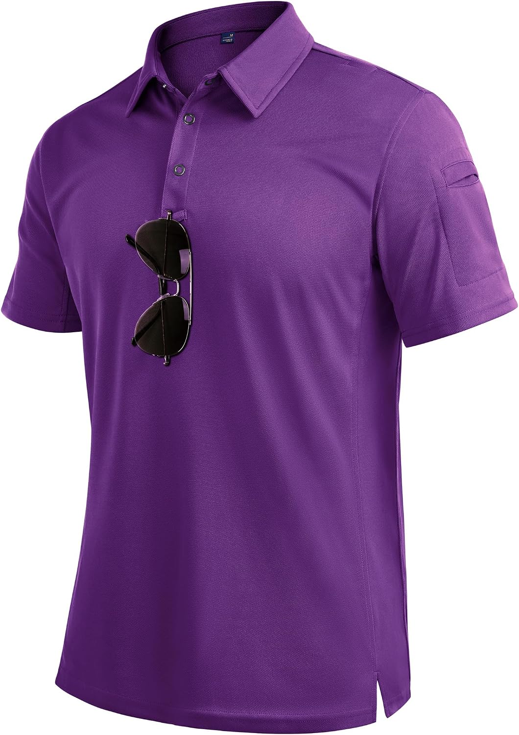 Mens Polo Shirts Tactical Dry Fit Golf Shirt Stretch Casual Tops Tennis Purple