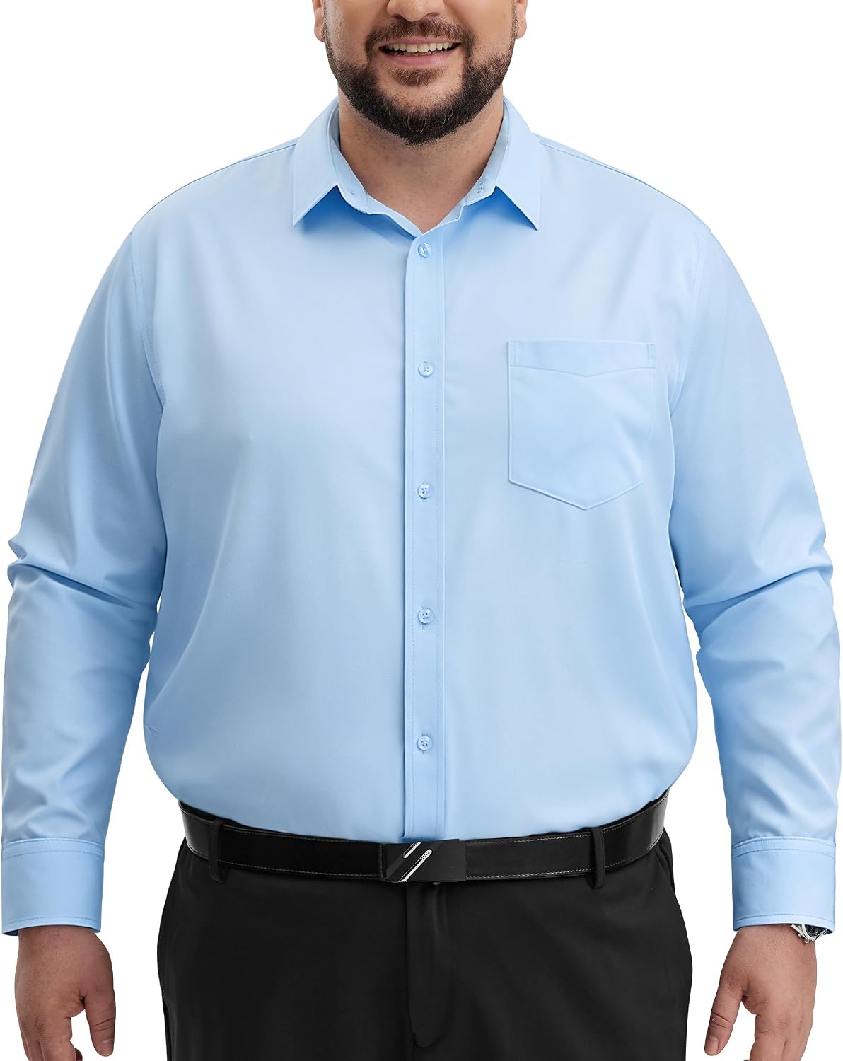 Alimens & Gentle Big and Tall Dress Shirts for Men with Pocket(2XL-6XL B＆T) Light Blue