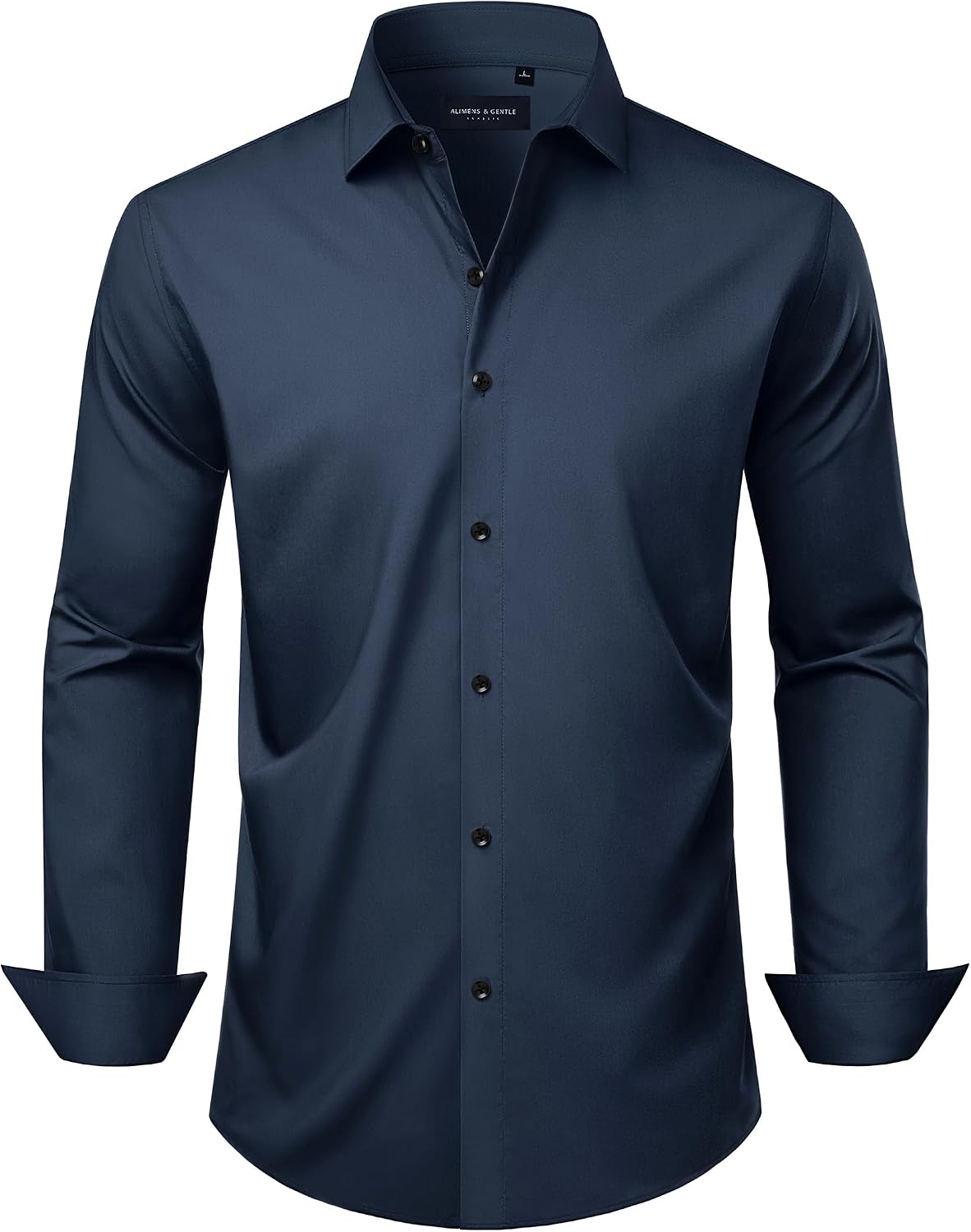 Men's Long Sleeve Dress Shirts Wrinkle Free Stretch Button Down Shirt Navy Blue