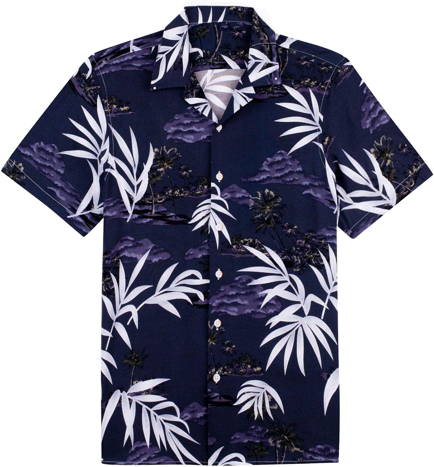 Mens Hawaiian Shirt Summer Beach Casual Short Sleeve Button Down Shirts Dark Purple