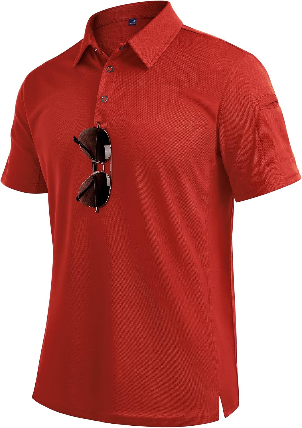 Mens Polo Shirts Tactical Dry Fit Golf Shirt Stretch Casual Tops Tennis Red