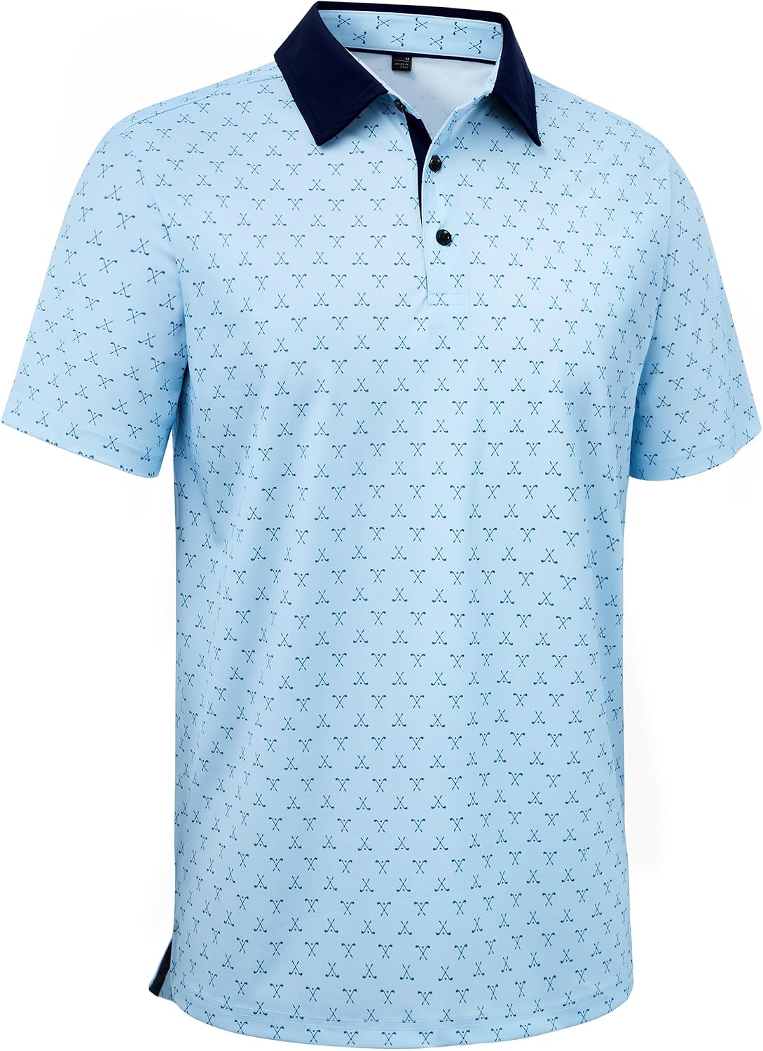 Mens Polo Shirts Stretch Dry Fit Printed Golf Shirt Summer Party Beach Tops Light Blue Golfs Club