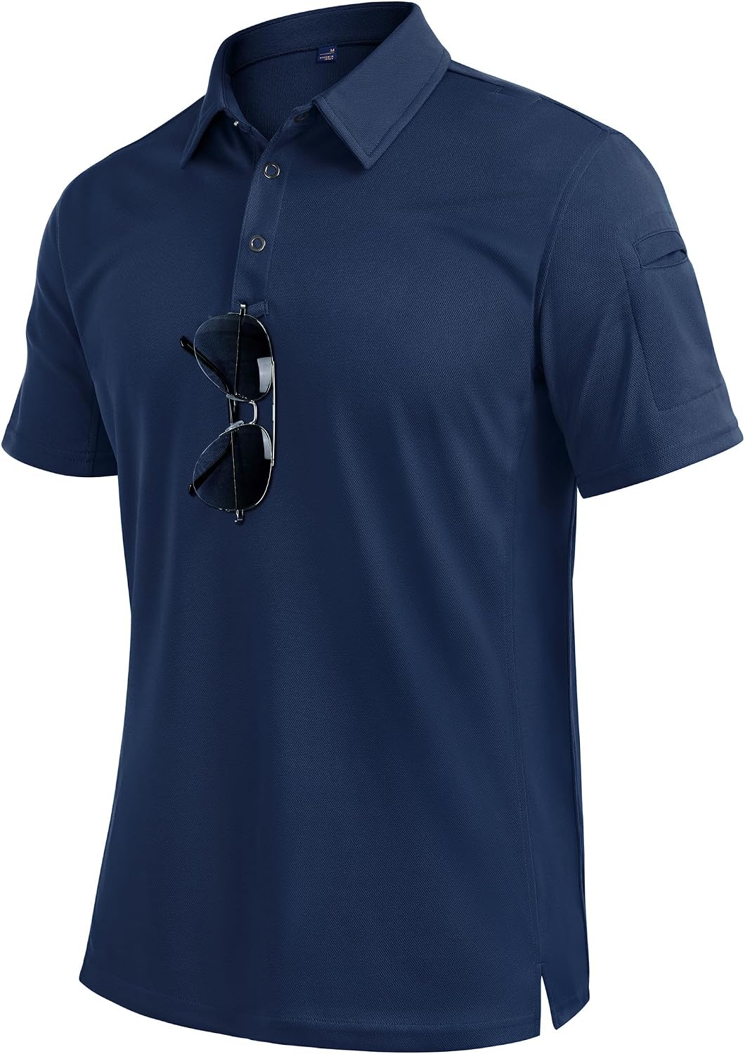 Mens Polo Shirts Tactical Dry Fit Golf Shirt Stretch Casual Tops Tennis Navy Blue