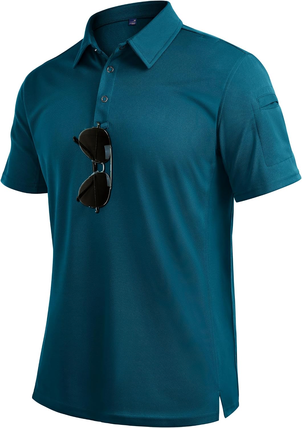 Mens Polo Shirts Tactical Dry Fit Golf Shirt Stretch Casual Tops Tennis Teal