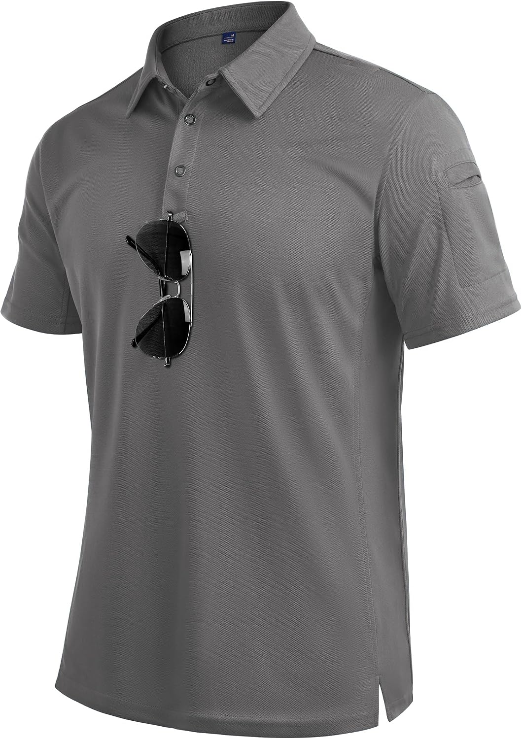 Mens Polo Shirts Tactical Dry Fit Golf Shirt Stretch Casual Tops Tennis Grey