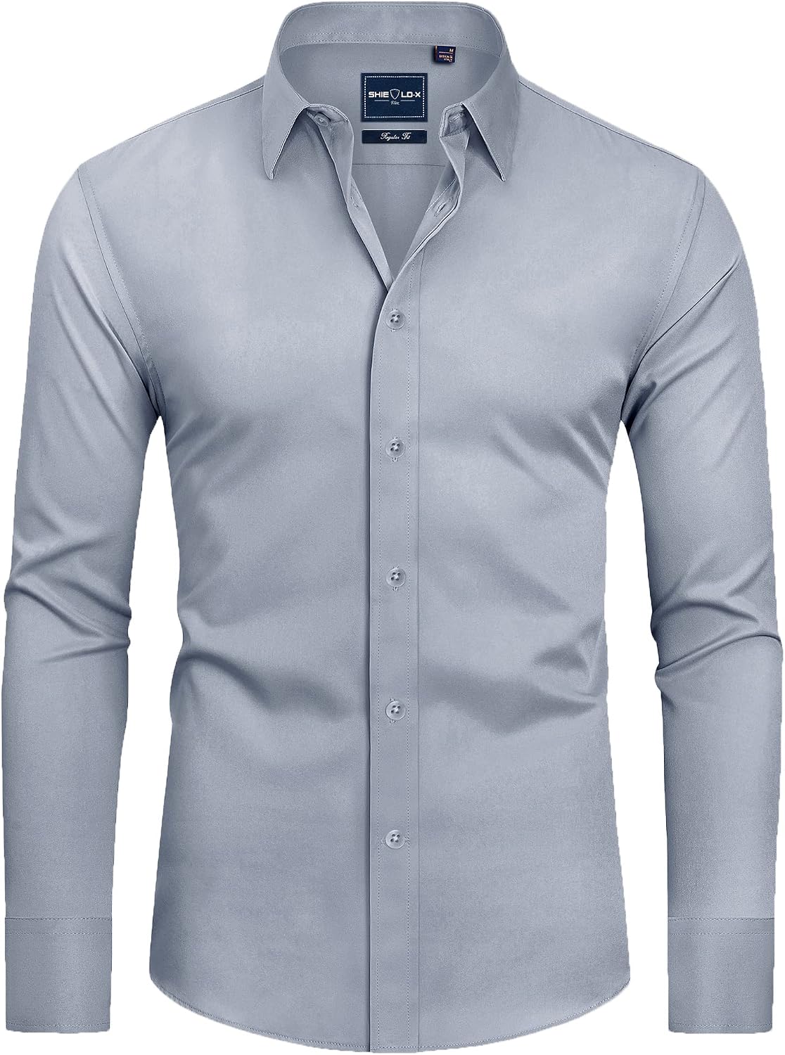 Alimens & Gentle Mens Stain Shield Dress Shirts Slim Fit Button Down Shirt Sliver Grey