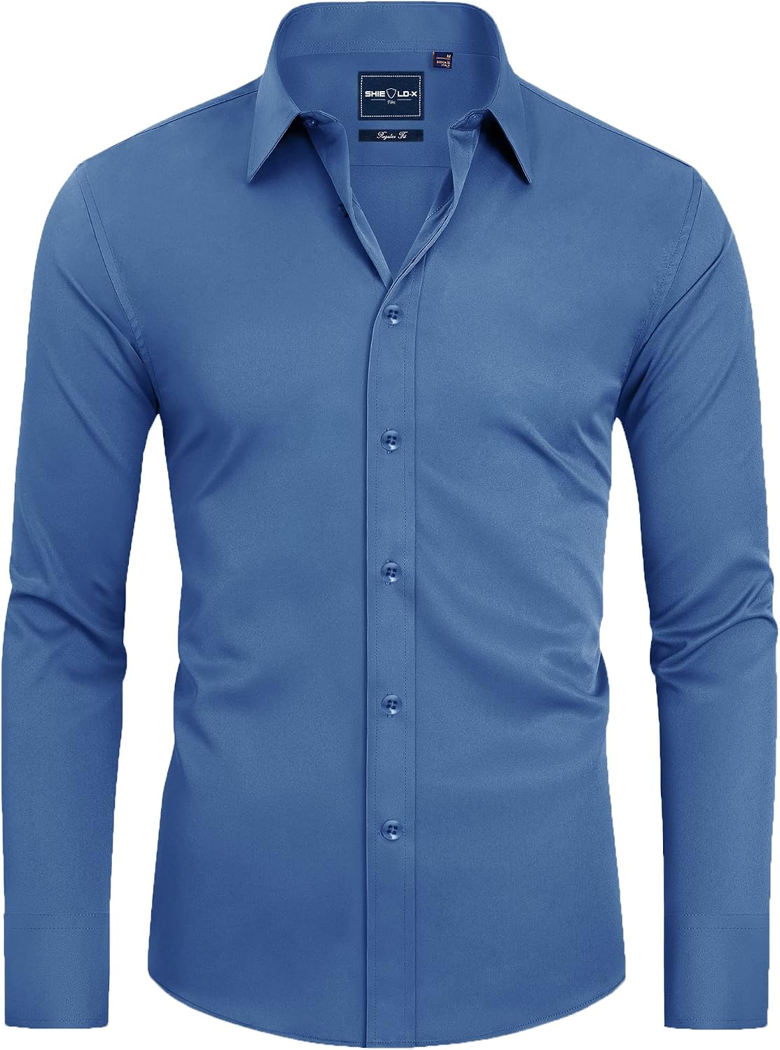 Alimens & Gentle Mens Stain Shield Dress Shirts Slim Fit Button Down Shirt Blue Mood