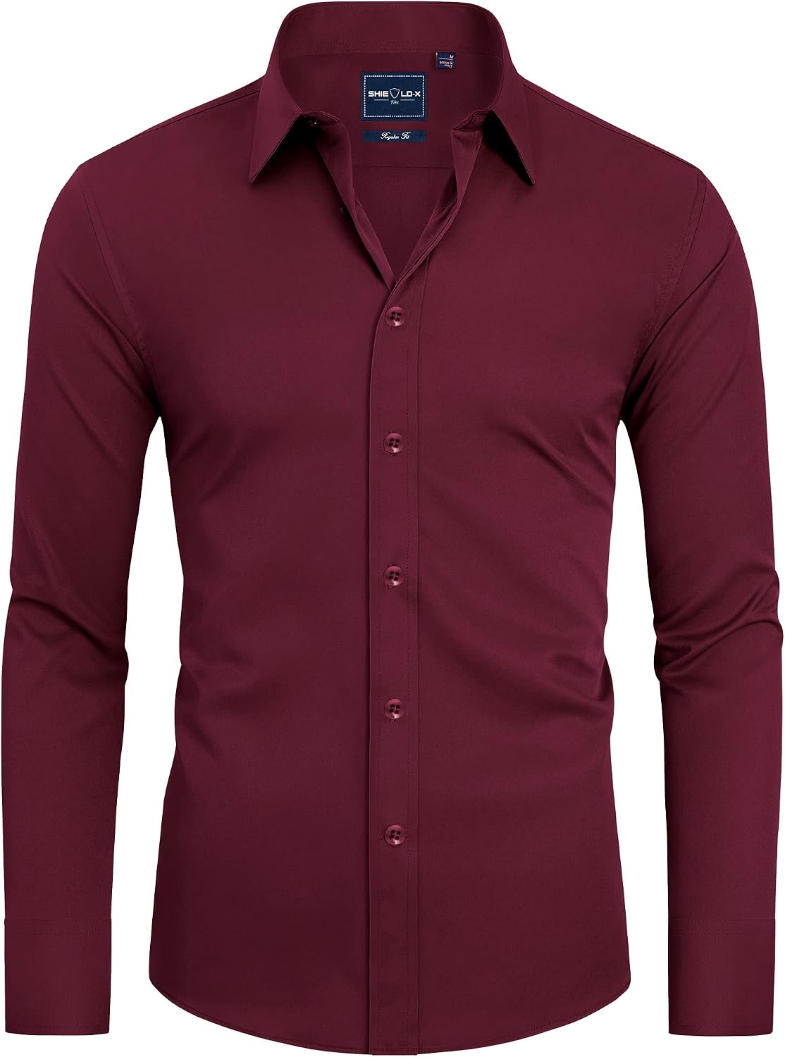 Alimens & Gentle Mens Stain Shield Dress Shirts Slim Fit Button Down Shirt Wine Burgundy