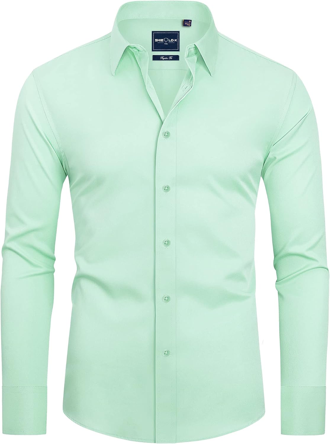 Alimens & Gentle Mens Stain Shield Dress Shirts Slim Fit Button Down Shirt Grass Green