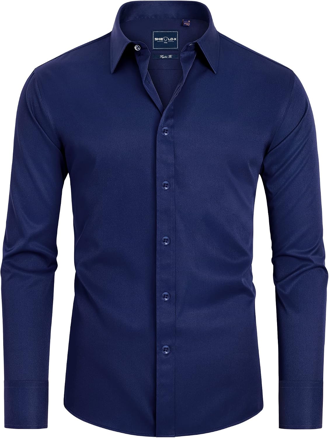 Alimens & Gentle Mens Stain Shield Dress Shirts Slim Fit Button Down Shirt Navy