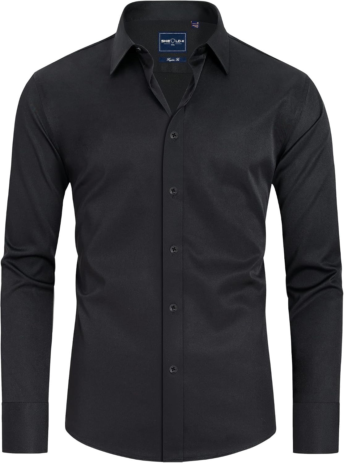 Alimens & Gentle Mens Stain Shield Dress Shirts Slim Fit Button Down Shirt Black