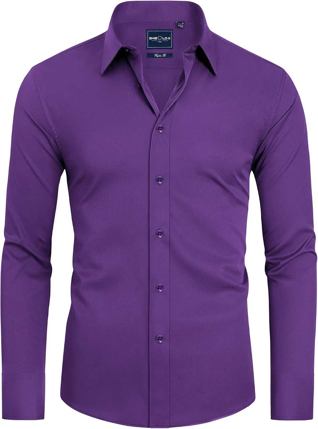Alimens & Gentle Mens Stain Shield Dress Shirts Slim Fit Button Down Shirt Purple
