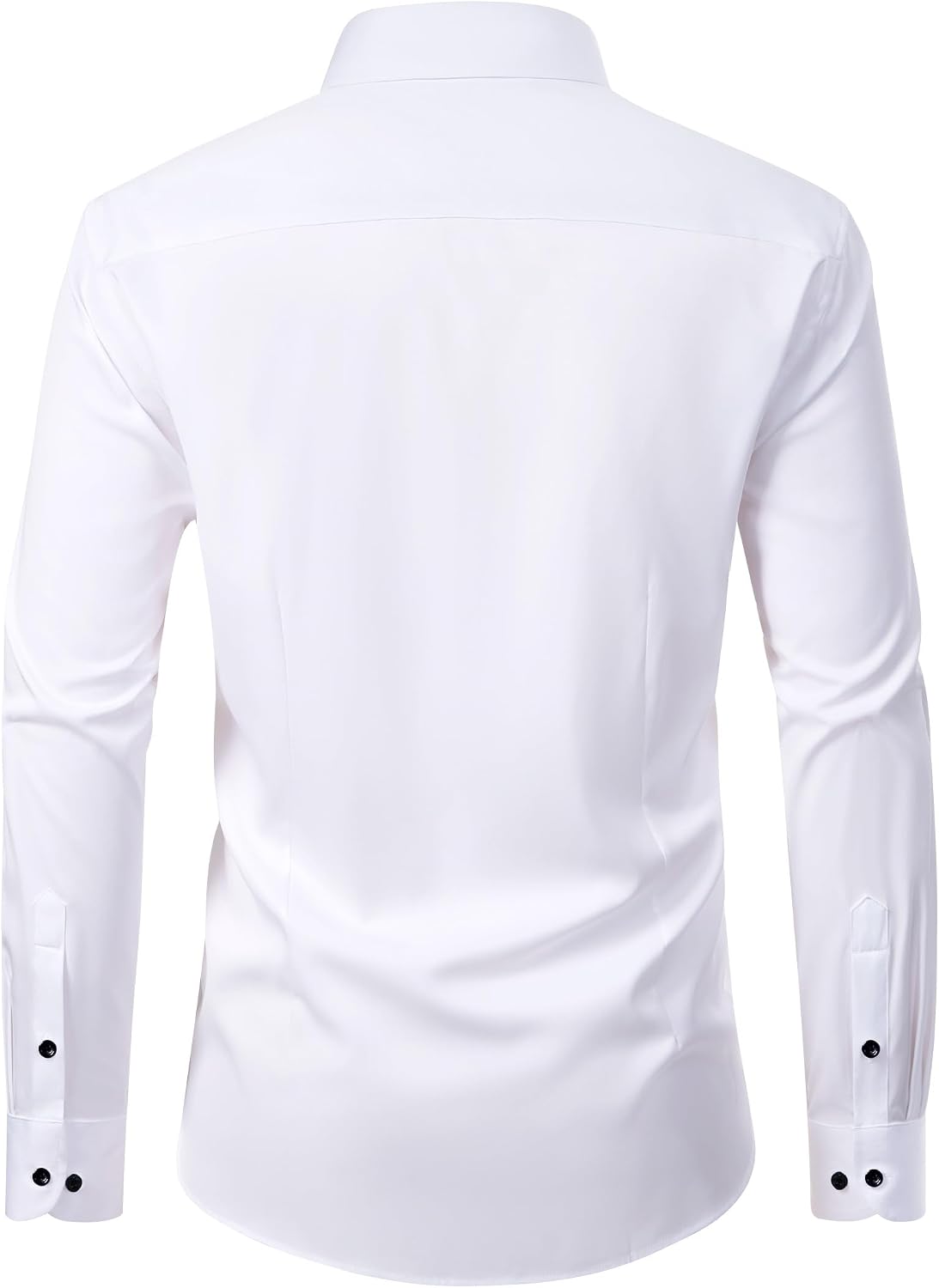 Mens Dress Shirt Long Sleeve Wrinkle Free Stretch Button Down Shirts White