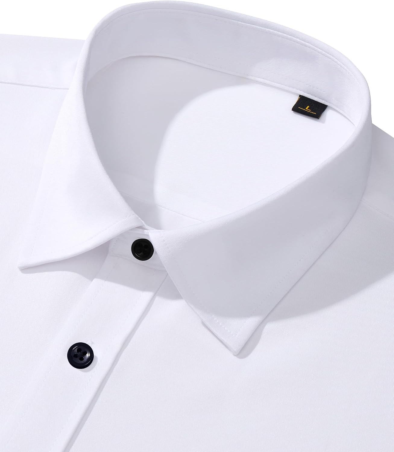 Mens Dress Shirt Long Sleeve Wrinkle Free Stretch Button Down Shirts White