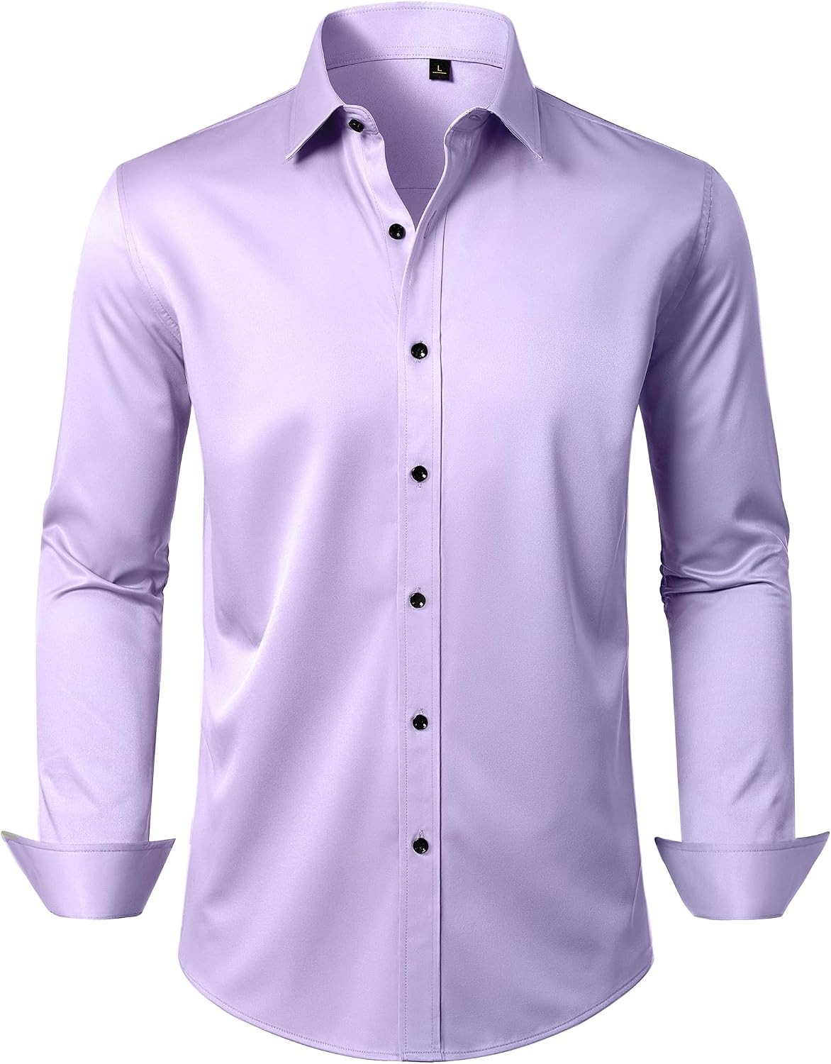 Mens Dress Shirt Long Sleeve Wrinkle Free Stretch Button Down Shirts Lavender