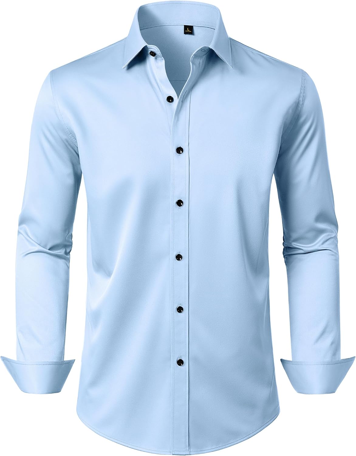 Mens Dress Shirt Long Sleeve Wrinkle Free Stretch Button Down Shirts Blue