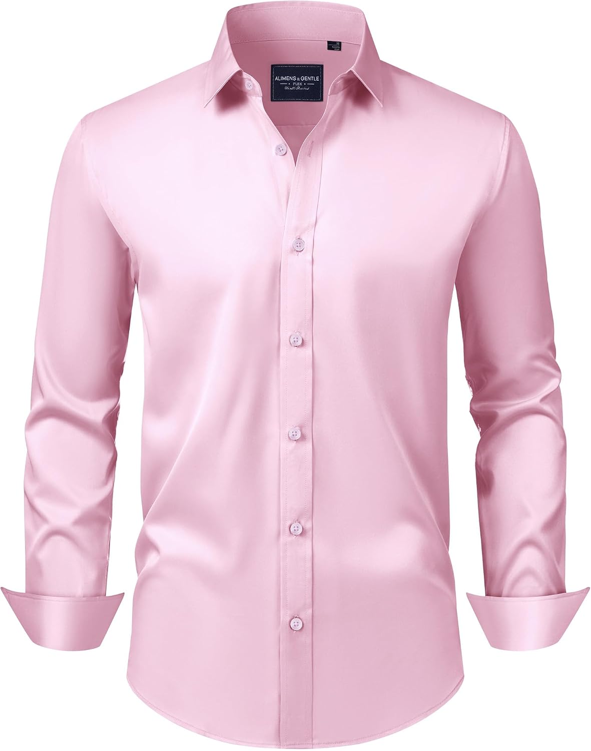 Alimens & Gentle Men's Dress Shirts Transitional Weather Long Sleeve Stretch Wrinkle-Free Button Down Top