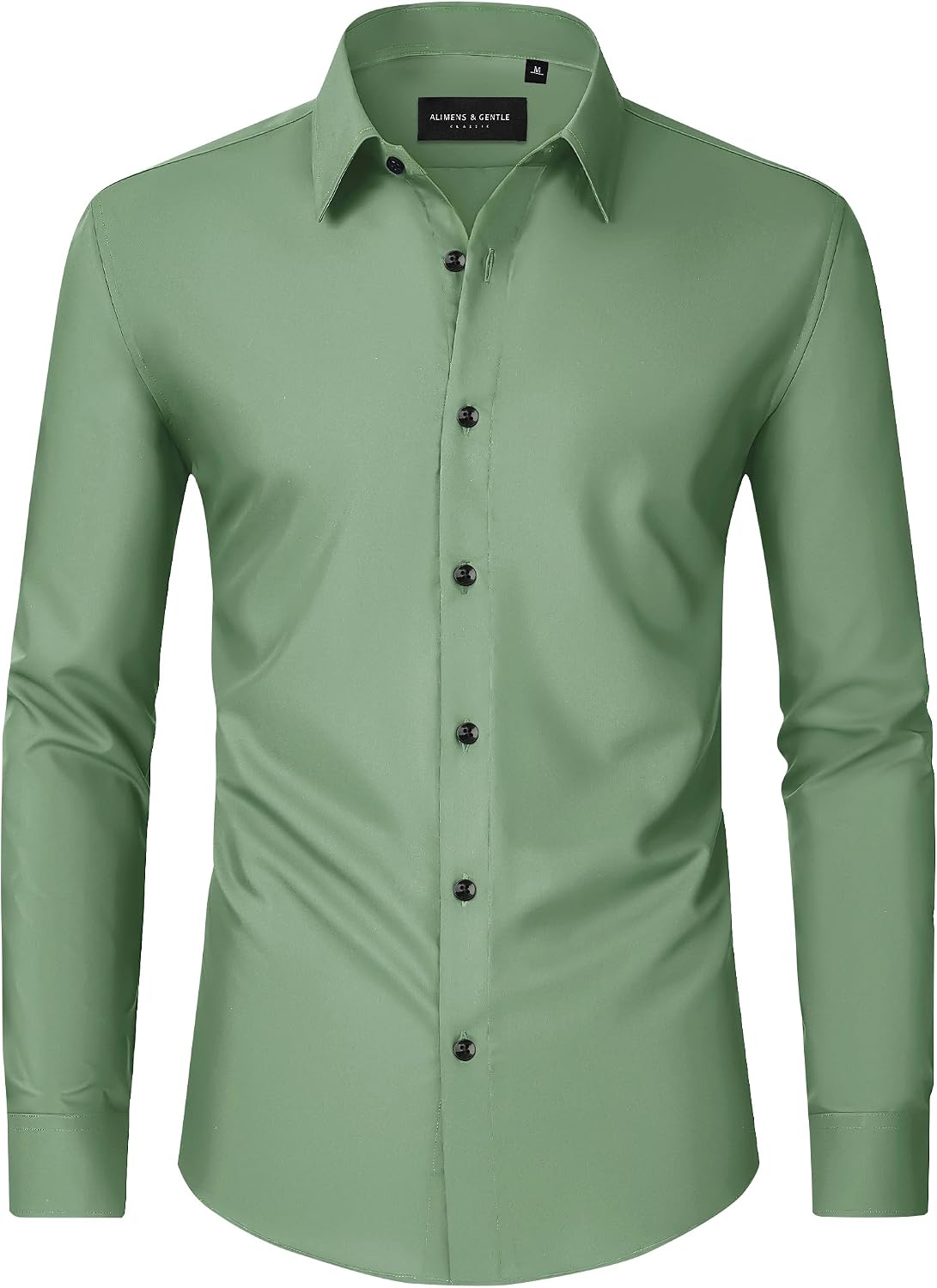 Men's Dress Shirts Long Sleeve Wrinkle Free Business Button Down Shirt Grayish Green