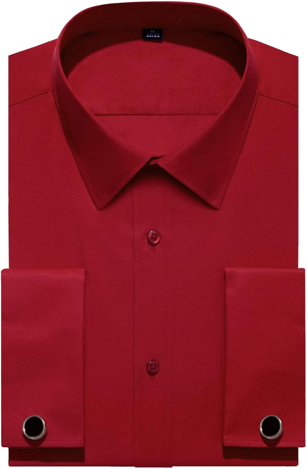 Alimens & Gentle French Cuff Regular Fit Dress Shirts (Cufflink Included) Red