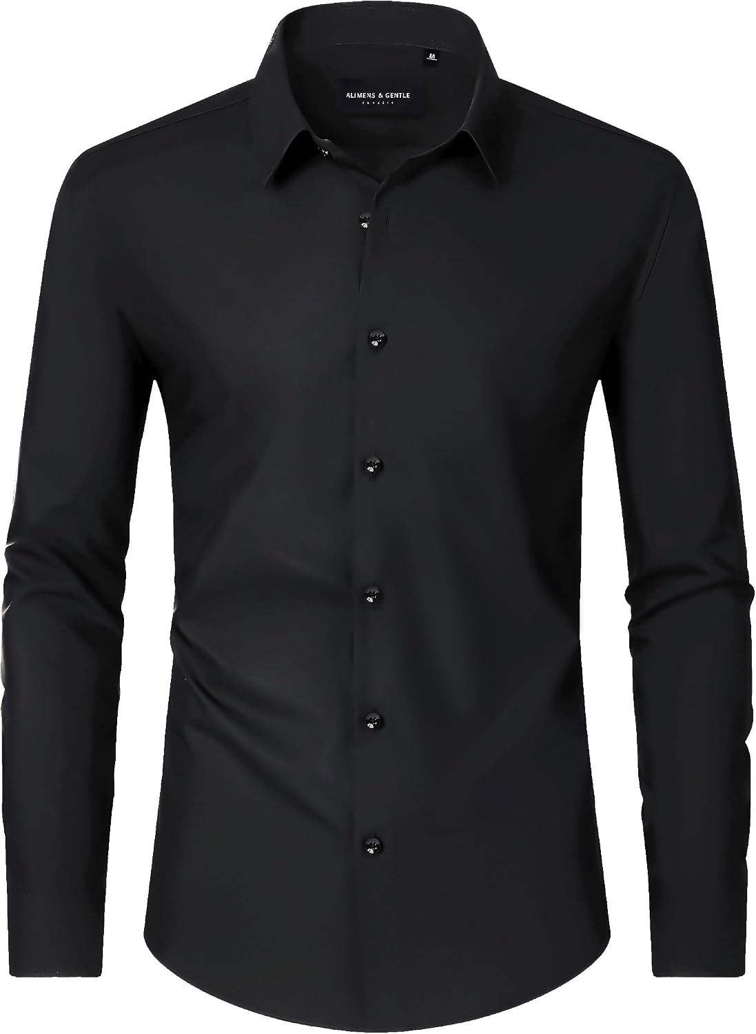 Men's Dress Shirts Long Sleeve Wrinkle Free Business Button Down Shirt Black