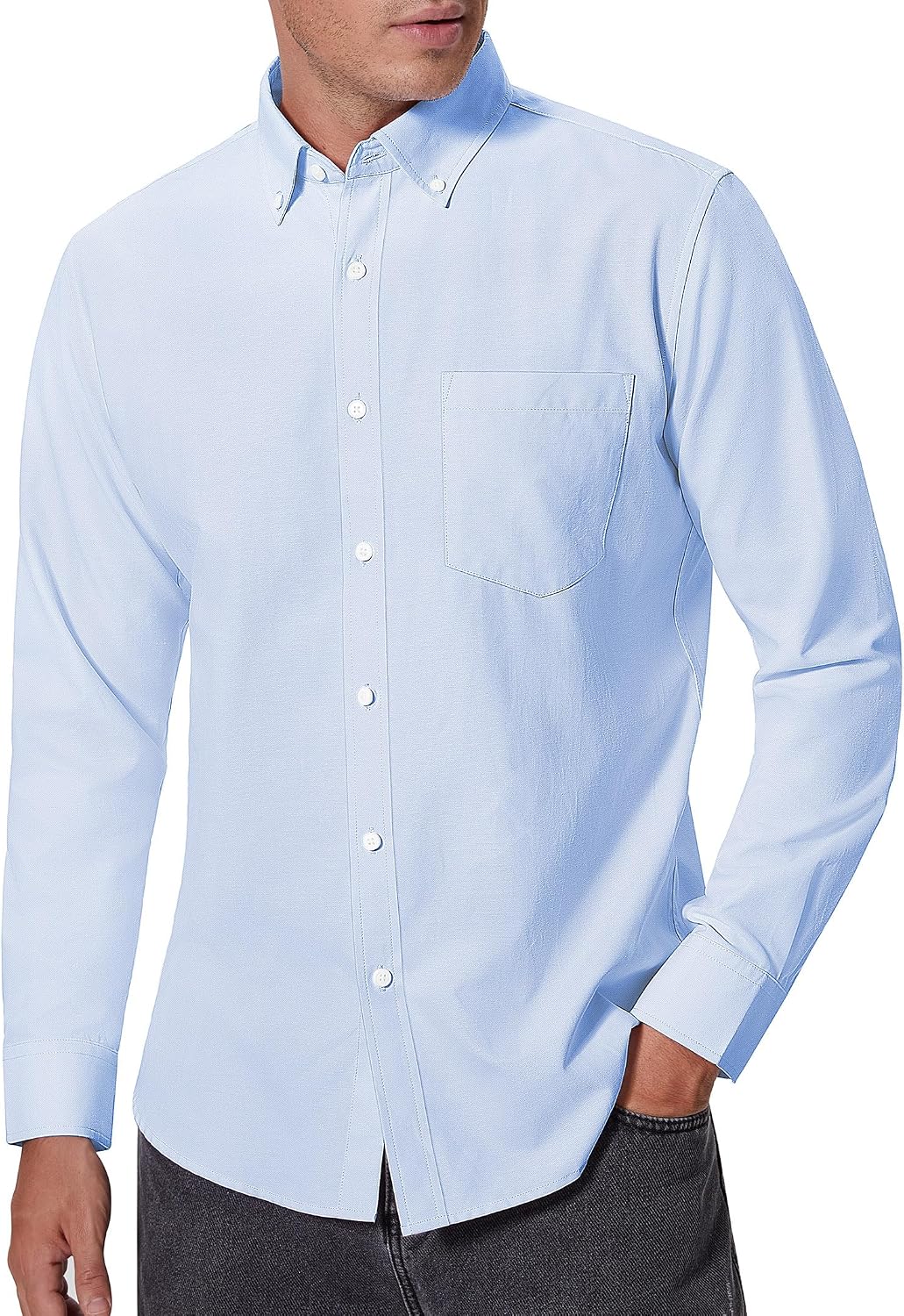 Alimens & Gentle Men's Oxford Shirts Regular Fit Button Down Shirt Business Casual Shirts Long Sleeve Dress Shirt