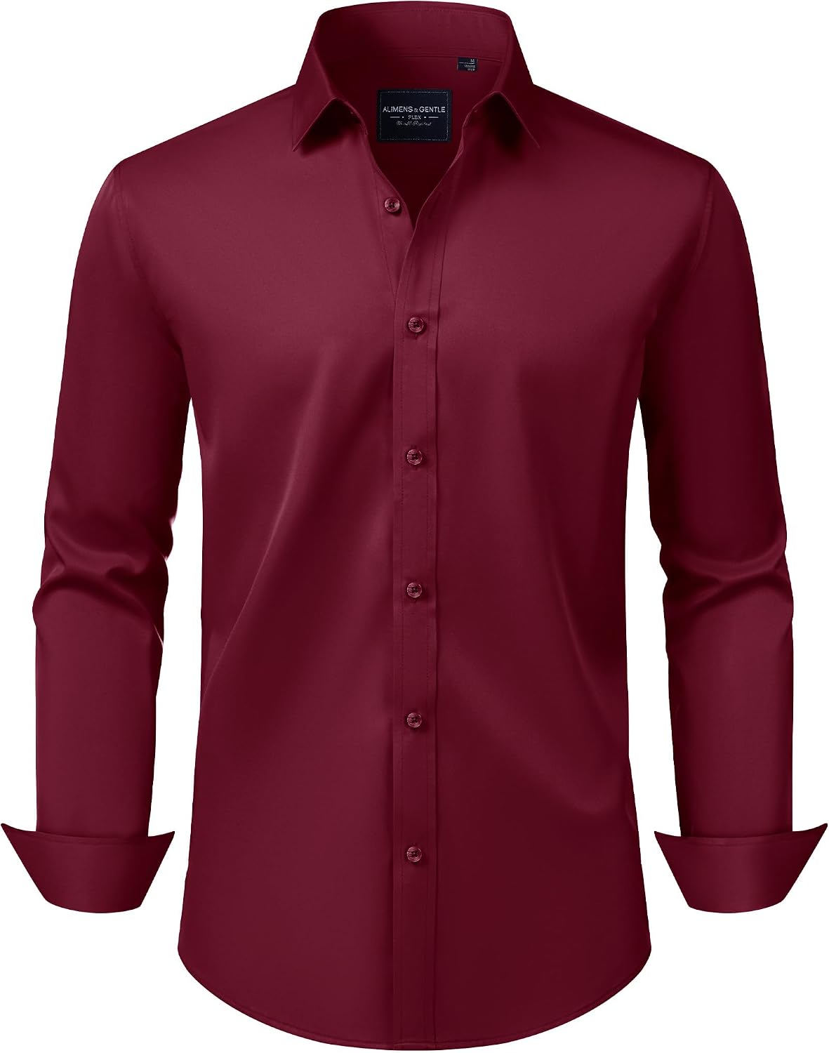 Alimens & Gentle Men's Dress Shirts Transitional Weather Long Sleeve Stretch Wrinkle-Free Button Down Top