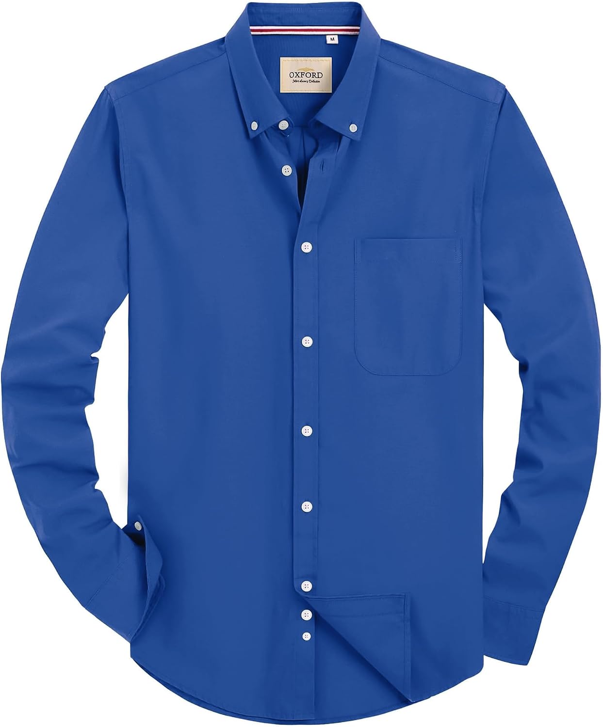 Alimens & Gentle Mens Solid Oxford Shirt Long Sleeve Dress Shirt Work Casual Button Down Shirts with Pocket Bright Blue