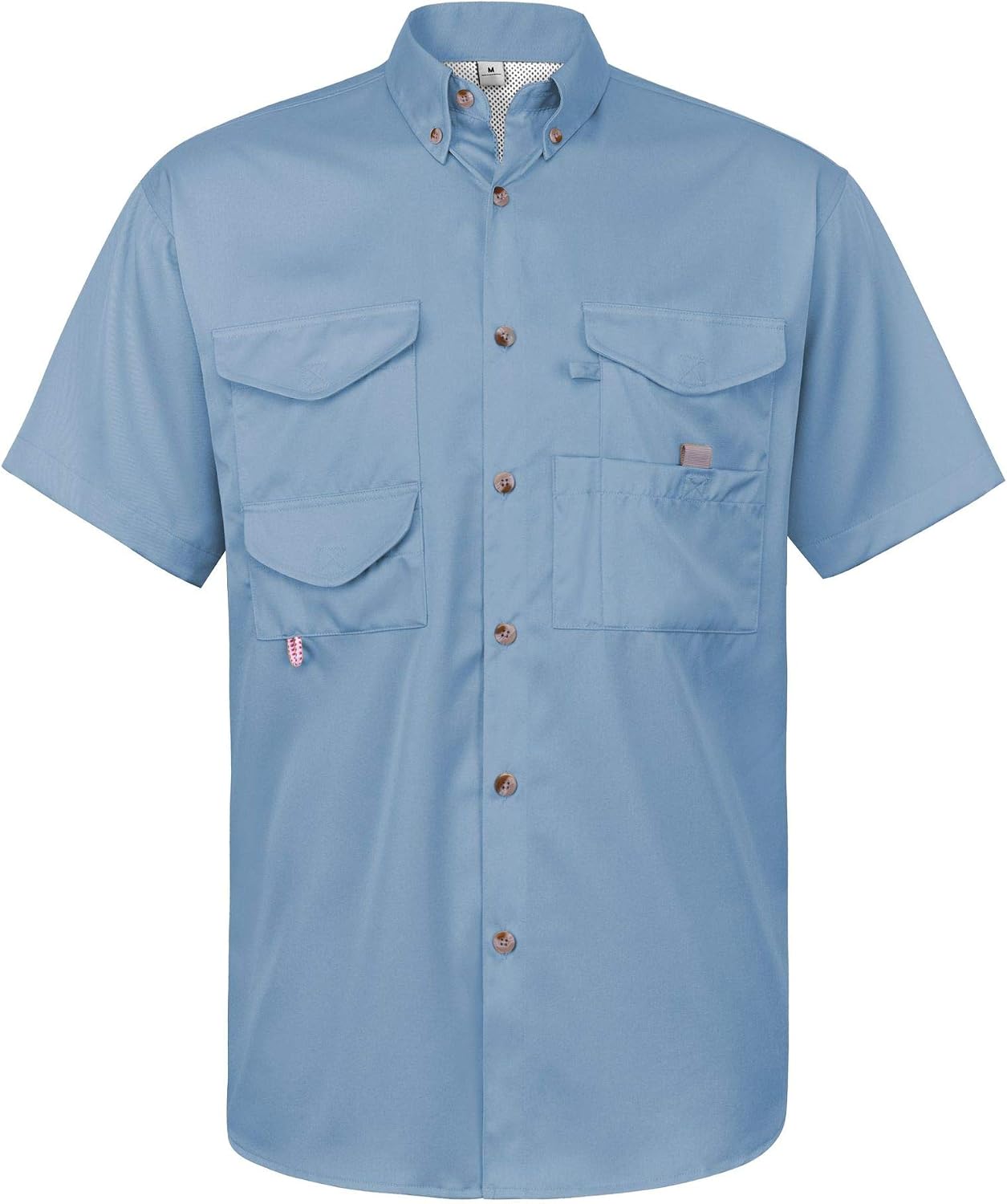 Alimens & Gentle Short Sleeve Fishing Shirt Wicking Fabric Sun Protection Casual Button Down Shirts Blue