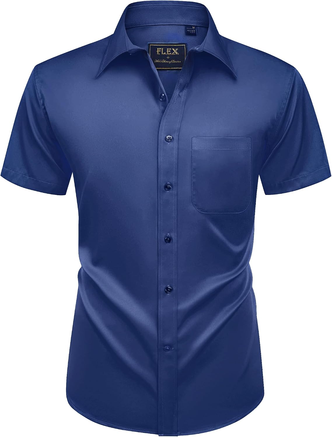 Mens Short Sleeve Dress Shirt Wrinkle Free Summer Button Down Shirts Navy