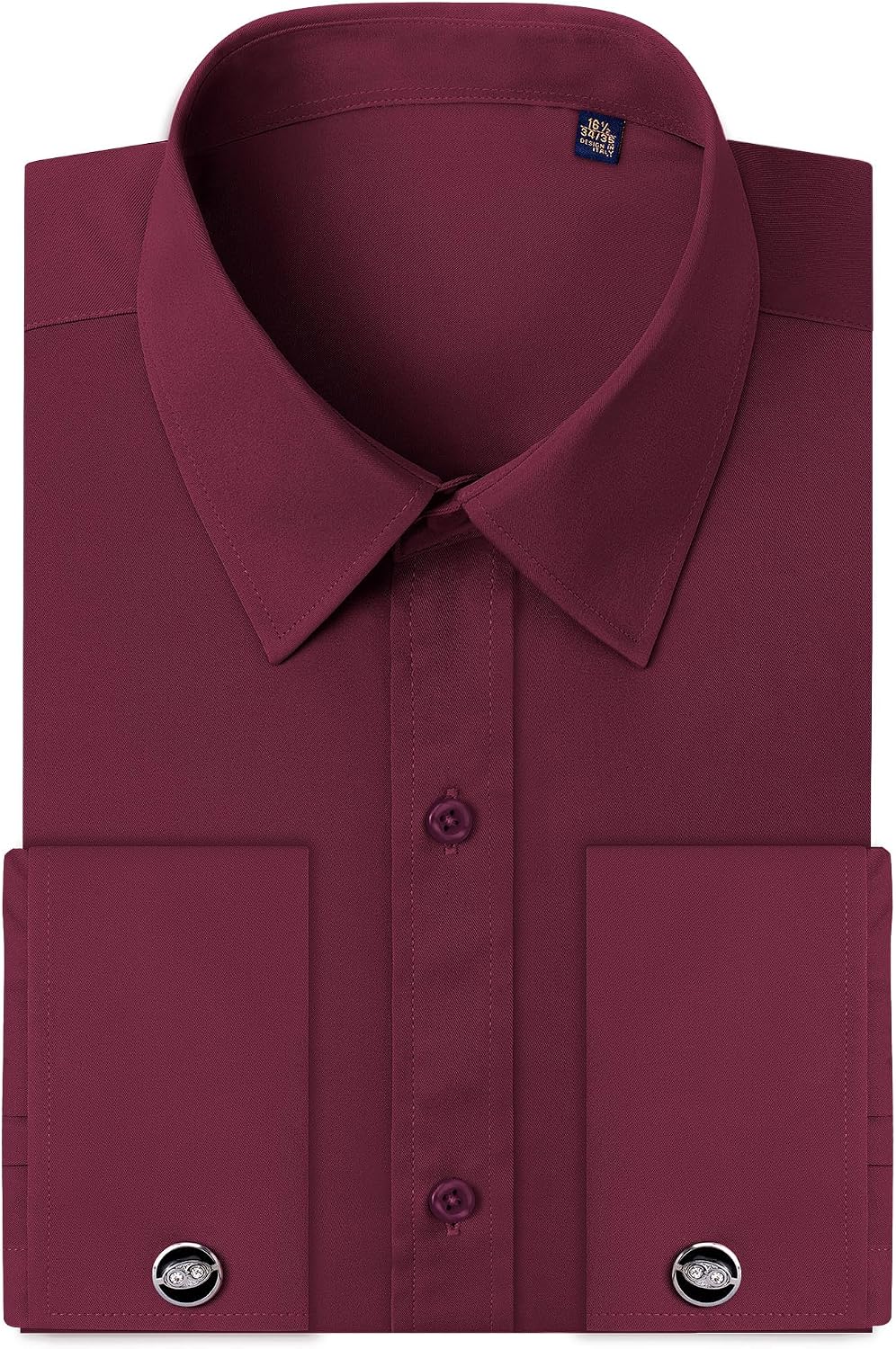 Alimens & Gentle French Cuff Regular Fit Dress Shirts (Cufflink Included) Flex-red Flame