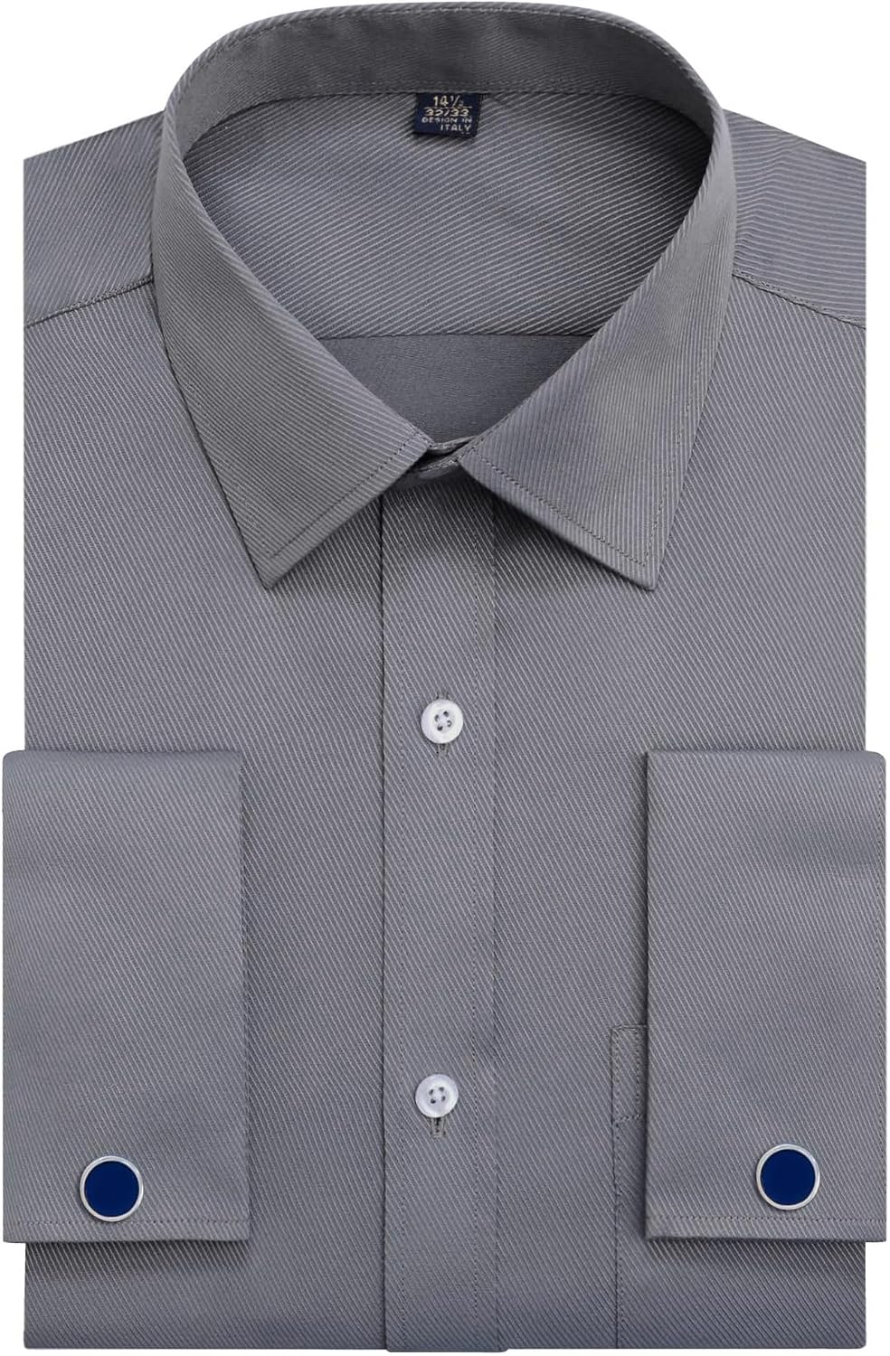 Alimens & Gentle French Cuff Regular Fit Dress Shirts (Cufflink Included) Grey