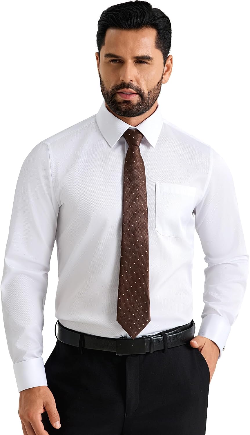 Alimens & Gentle French Cuff Regular Fit Dress Shirts (Cufflink Included) White