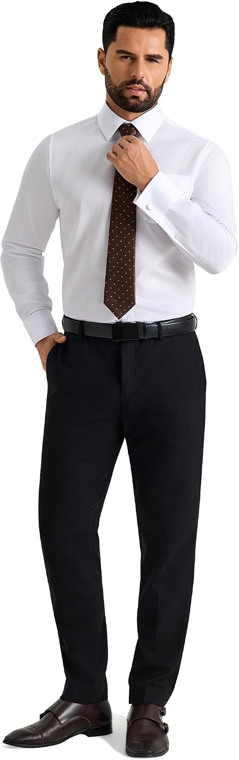 Alimens & Gentle French Cuff Regular Fit Dress Shirts (Cufflink Included) White