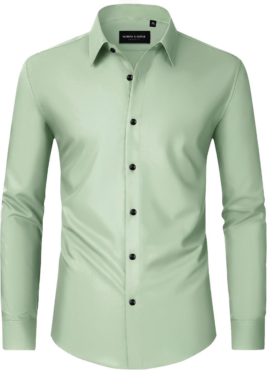 Men's Dress Shirts Long Sleeve Wrinkle Free Business Button Down Shirt Light Green