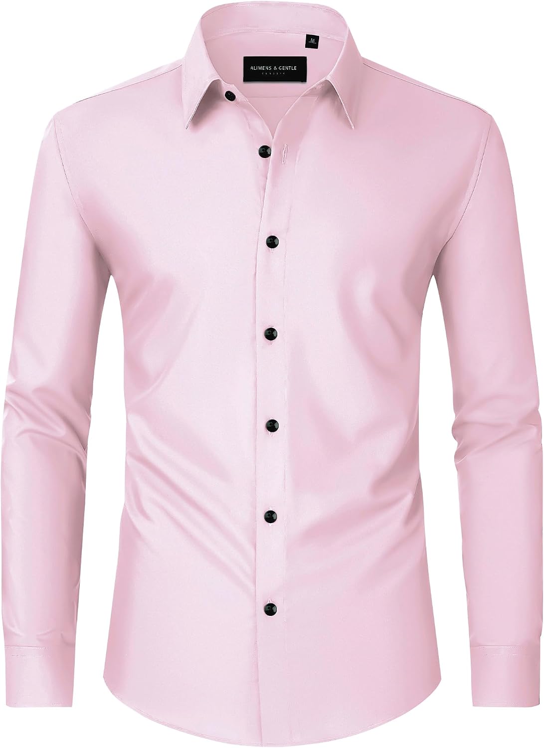 Men's Dress Shirts Long Sleeve Wrinkle Free Business Button Down Shirt Pink