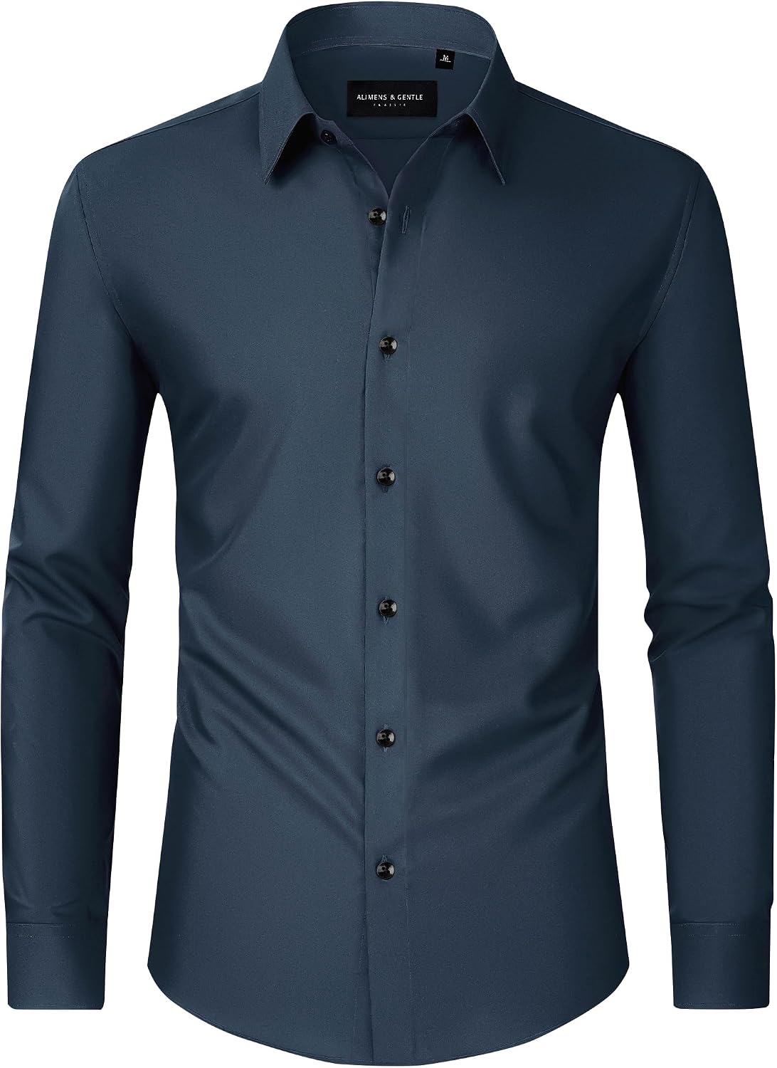 Men's Dress Shirts Long Sleeve Wrinkle Free Business Button Down Shirt Navy Blue