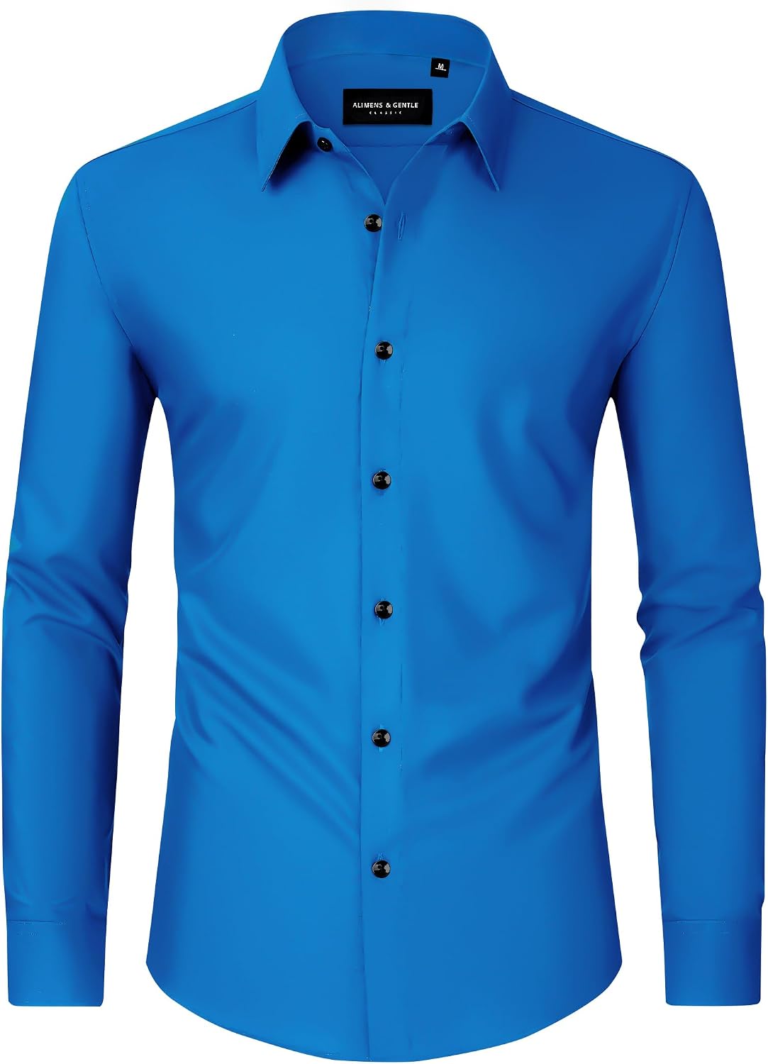 Men's Dress Shirts Long Sleeve Wrinkle Free Business Button Down Shirt Cobalt Blue