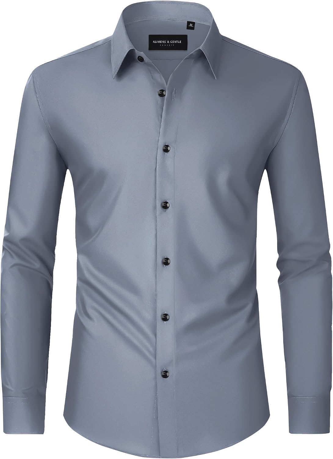 Men's Dress Shirts Long Sleeve Wrinkle Free Business Button Down Shirt Grey