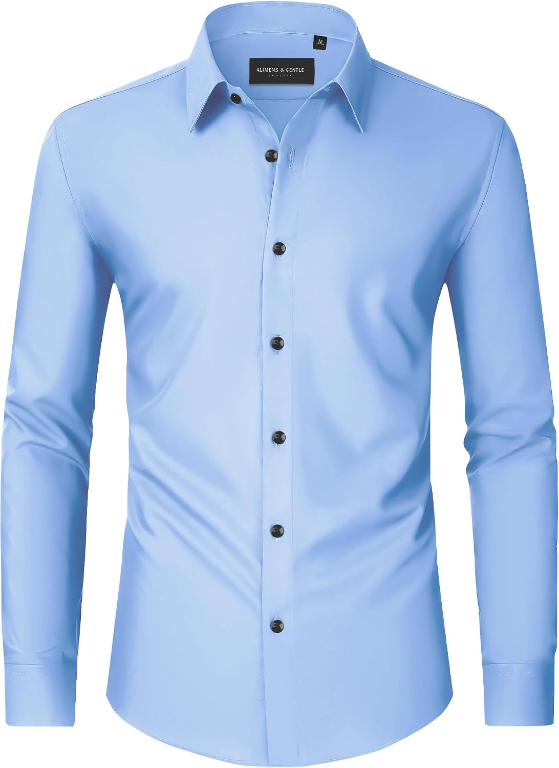 Men's Dress Shirts Long Sleeve Wrinkle Free Business Button Down Shirt Blue