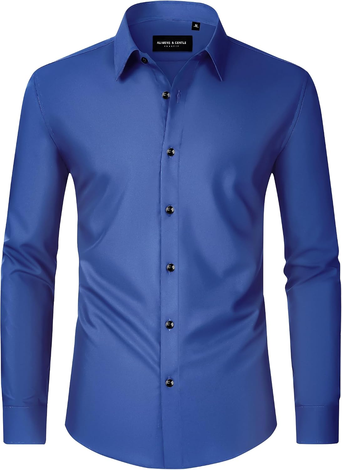 Men's Dress Shirts Long Sleeve Wrinkle Free Business Button Down Shirt Royal Blue