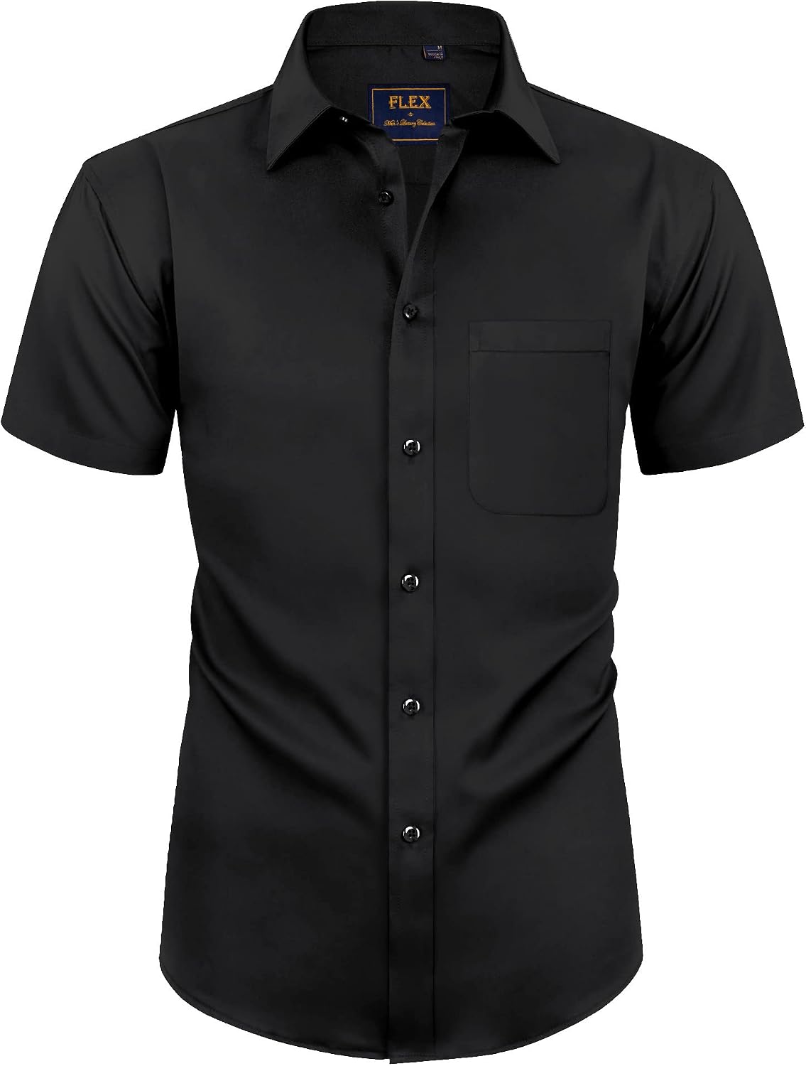 Mens Short Sleeve Dress Shirt Wrinkle Free Summer Button Down Shirts All Black