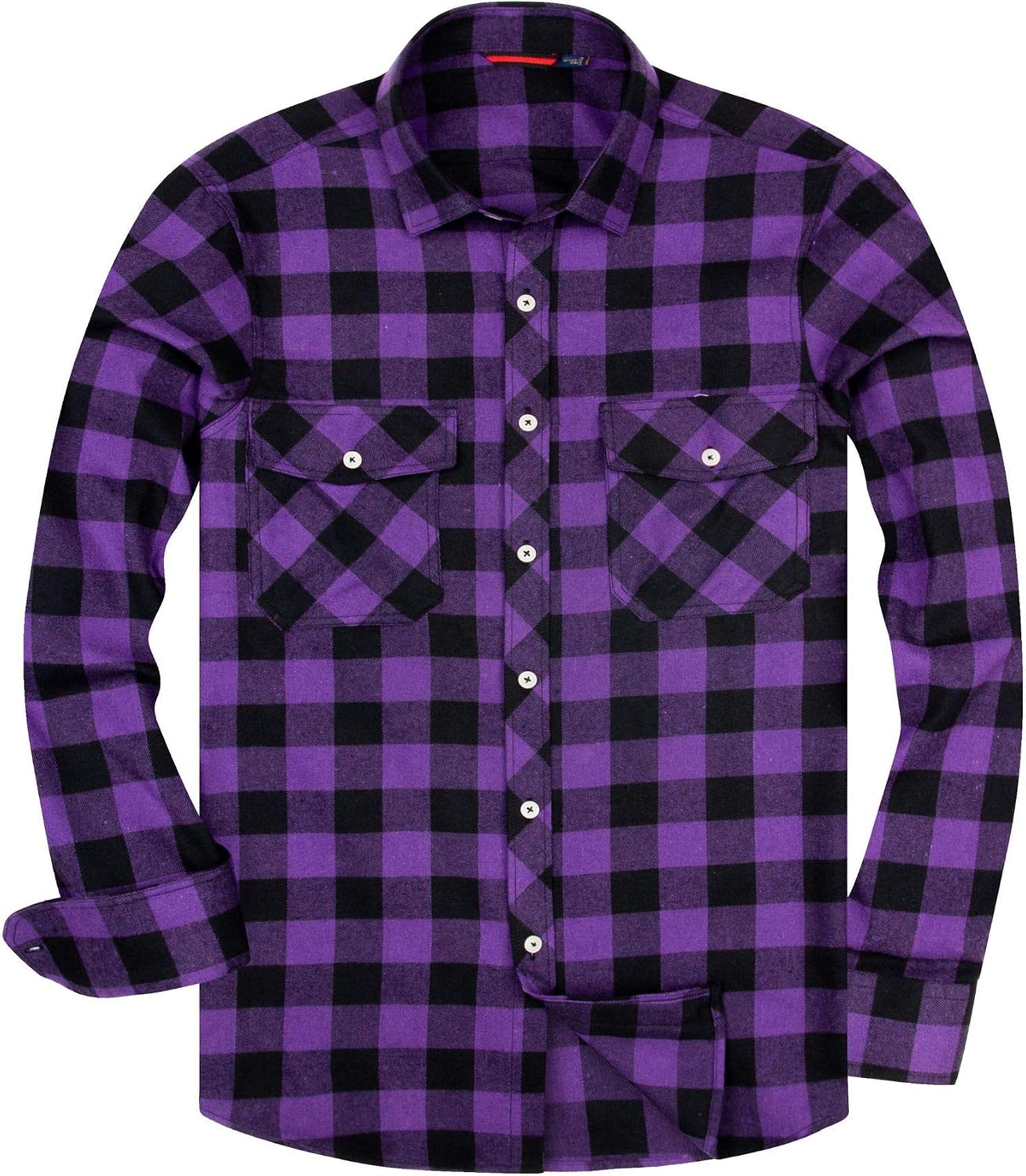 Alimens & Gentle Men's Button Down Regular Fit Long Sleeve Plaid Flannel Casual Shirts Purple Plaid