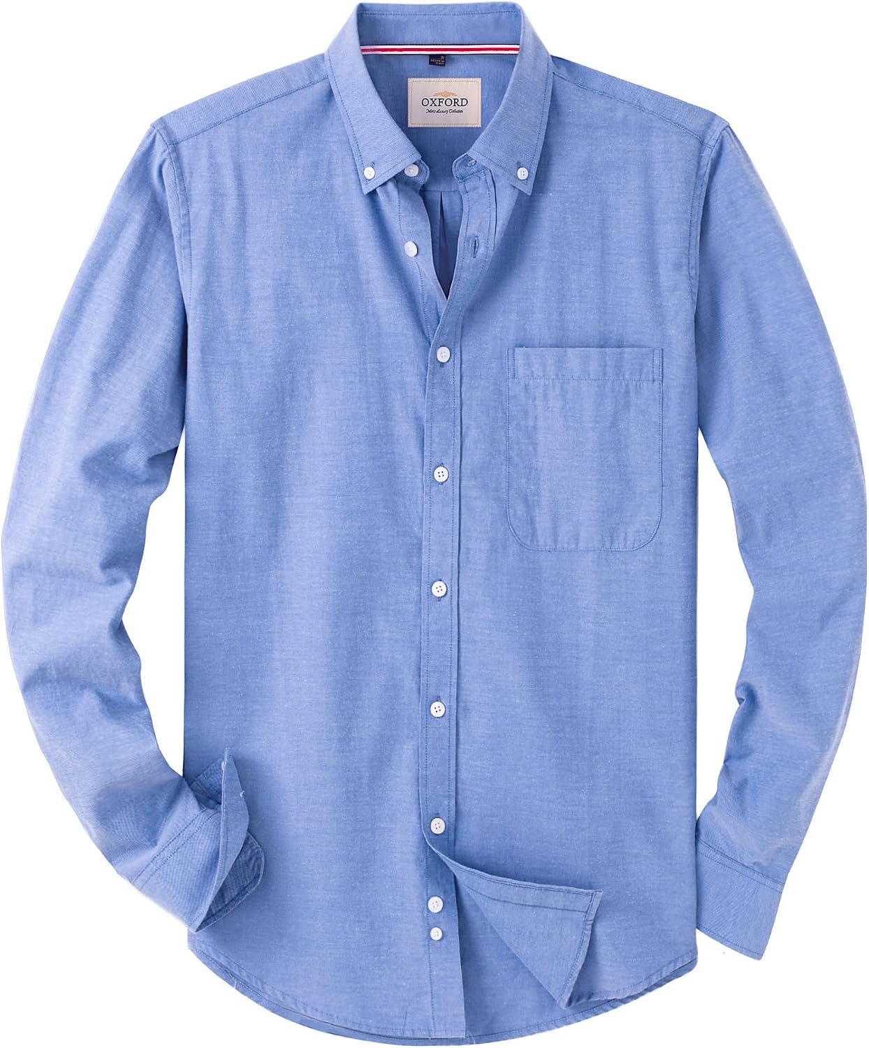 Alimens & Gentle Boys Long Sleeve Solid Button Down Oxford Shirt Collared Cotton Top with Chest Pocket Ultramarine