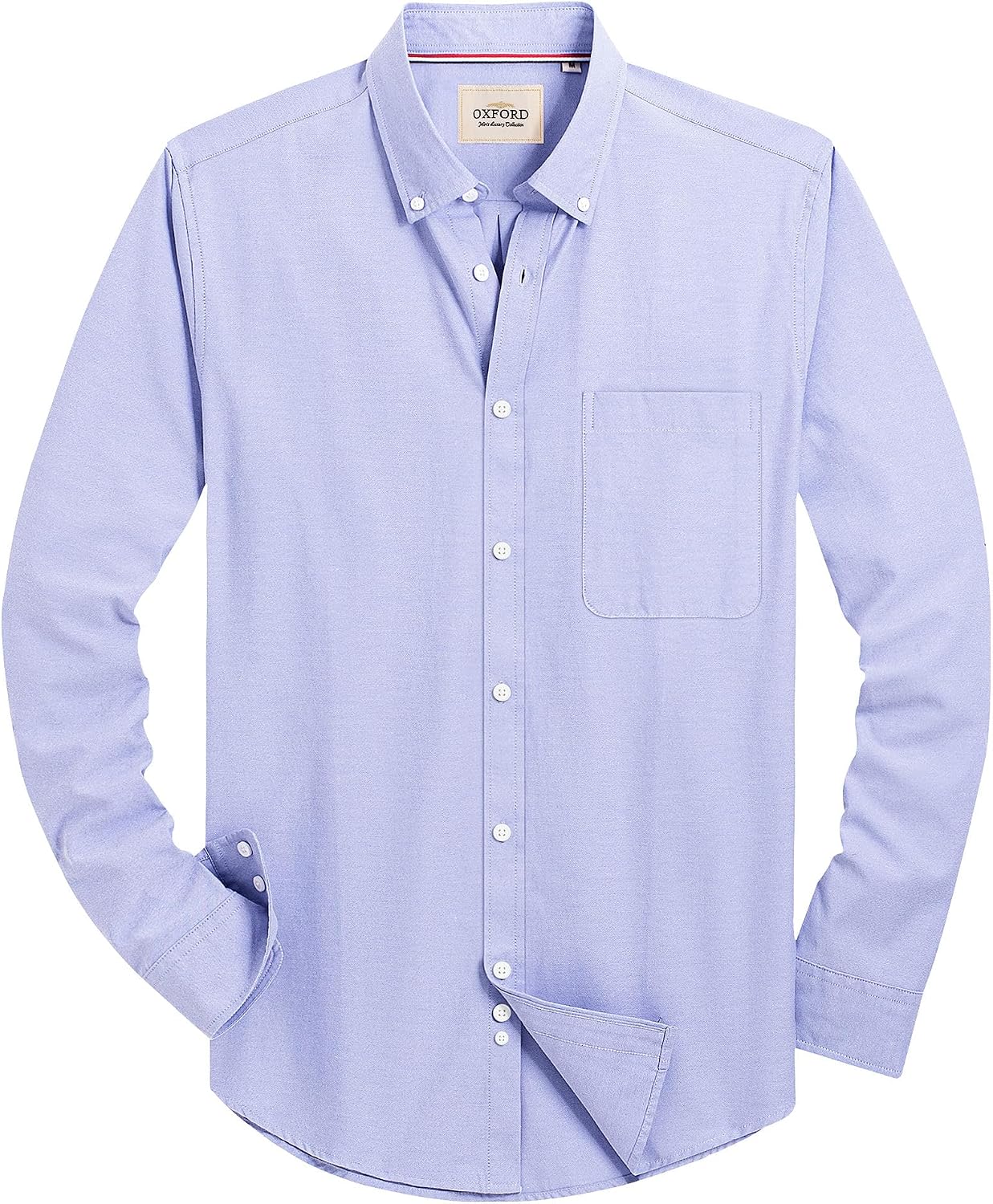 Alimens & Gentle Mens Solid Oxford Shirt Long Sleeve Dress Shirt Work Casual Button Down Shirts with Pocket Blue Purple