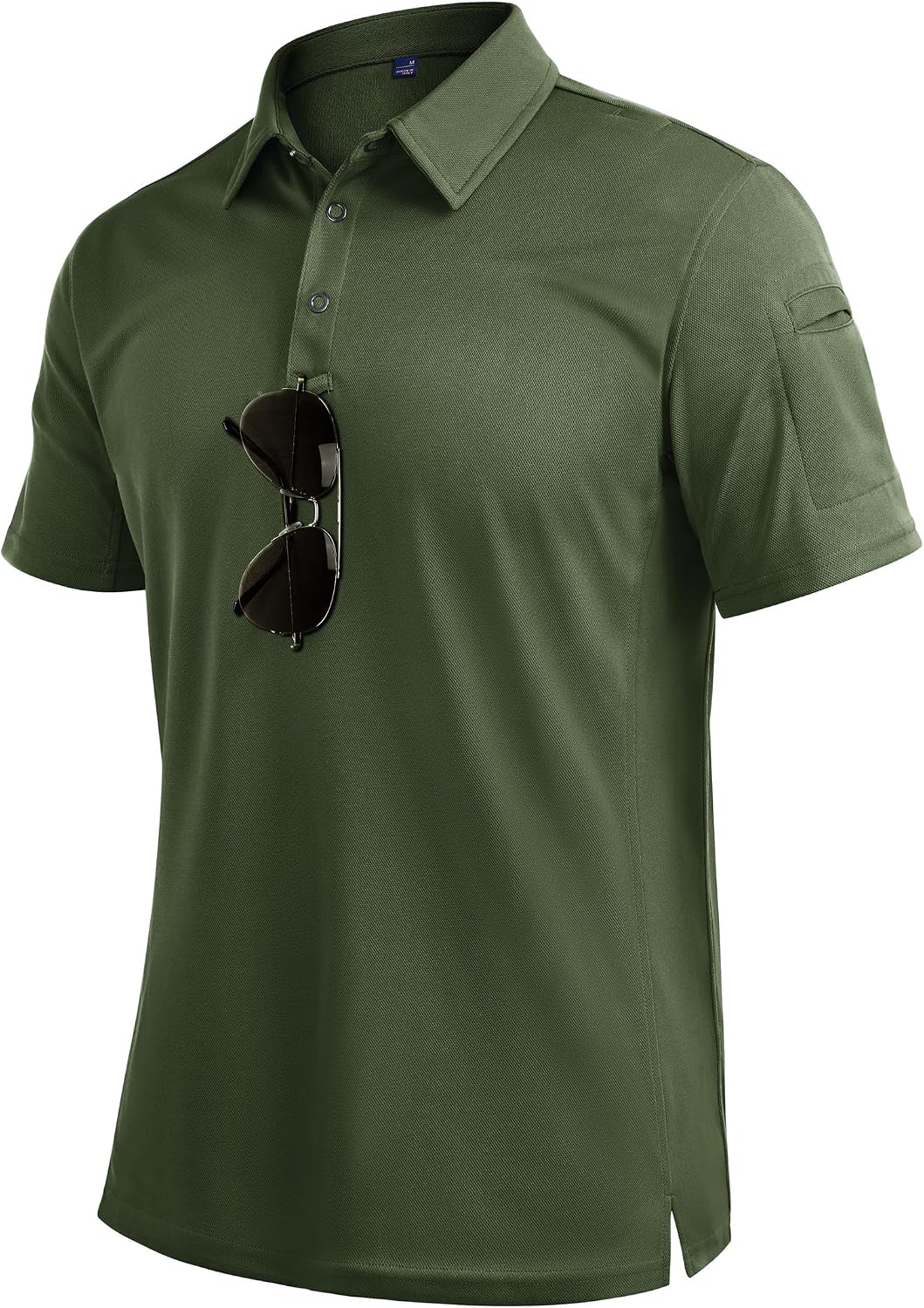 Mens Polo Shirts Tactical Dry Fit Golf Shirt Stretch Casual Tops Tennis Army Green