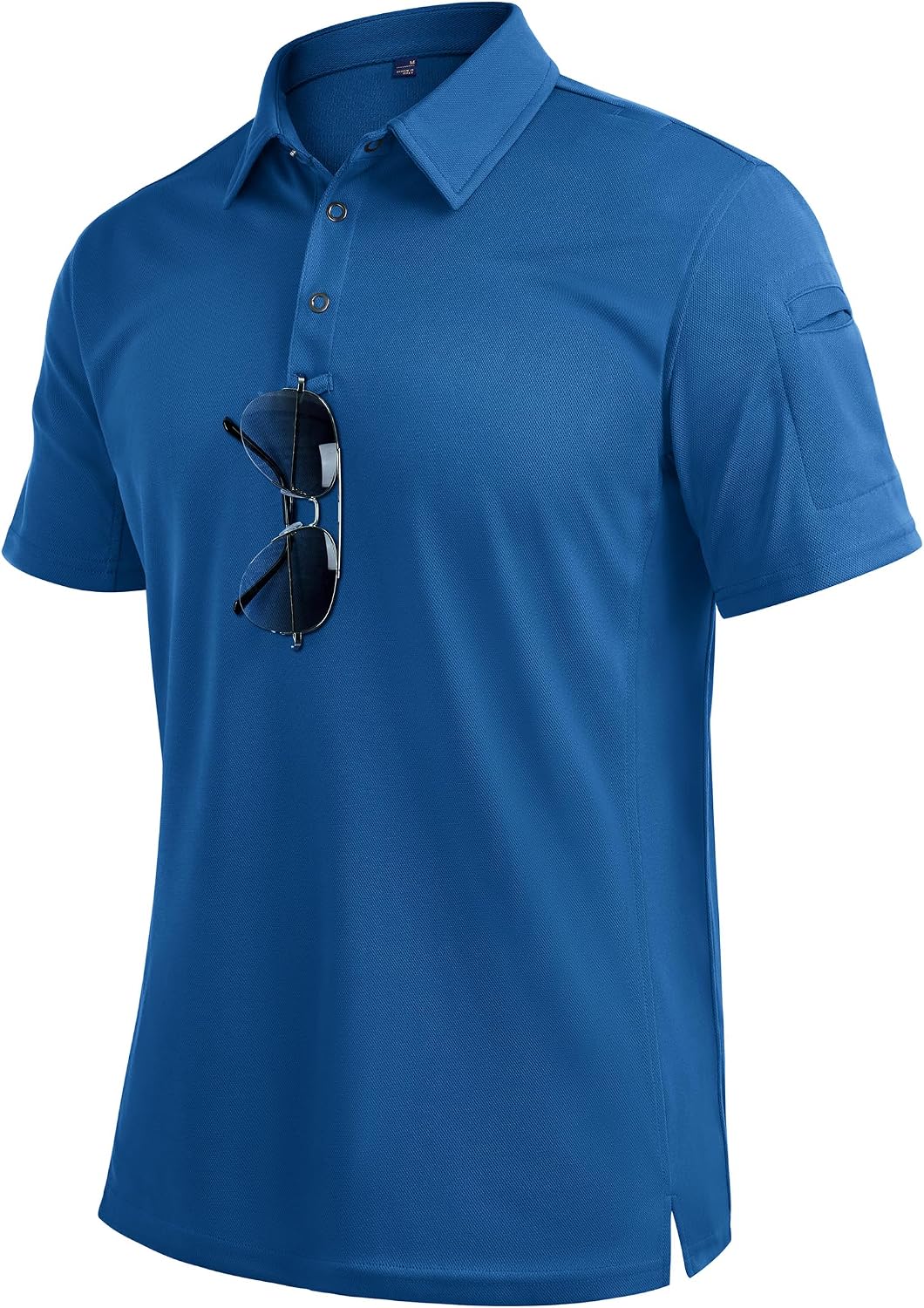 Mens Polo Shirts Tactical Dry Fit Golf Shirt Stretch Casual Tops Tennis Blue